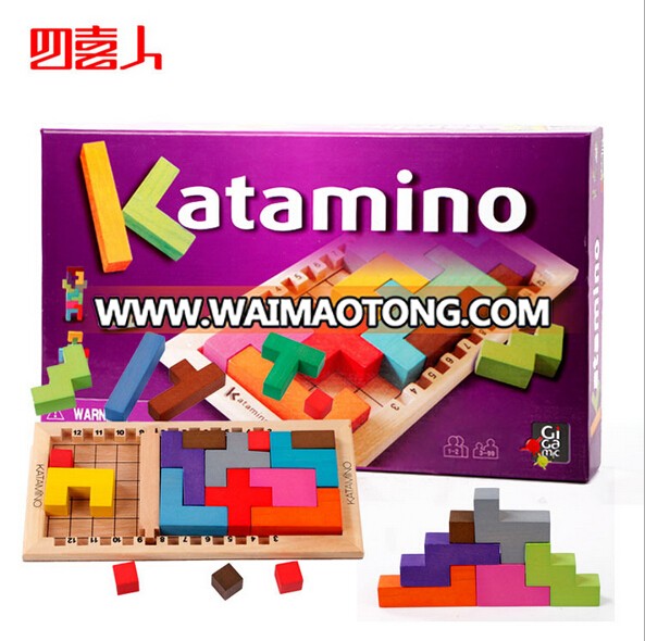 New design Wooden Tetris Katamino toys Cartagena Camino challenge wood building blocks intelligence toy