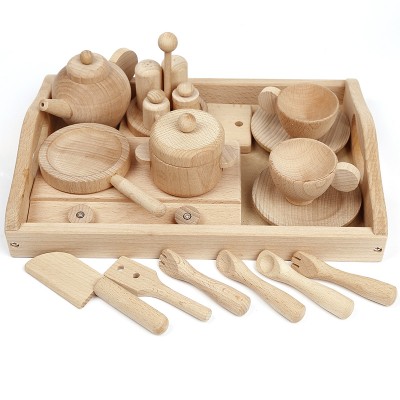 Montessori educational high quality wooden toys Nature wood Pretend Play Toy Set wooden  Spot wholesale support customization