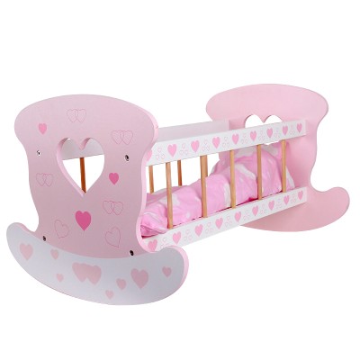 Hot sale new style role playing toys wooden baby bed  for barbie  bed toys