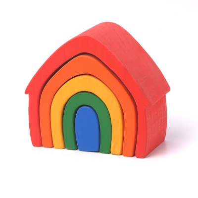 2020 ins hot wooden rainbow stacking toy  Building Blocks Montessori Educational Rainbow Stacking Wooden Toy