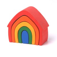 2020 ins hot wooden rainbow stacking toy  Building Blocks Montessori Educational Rainbow Stacking Wooden Toy