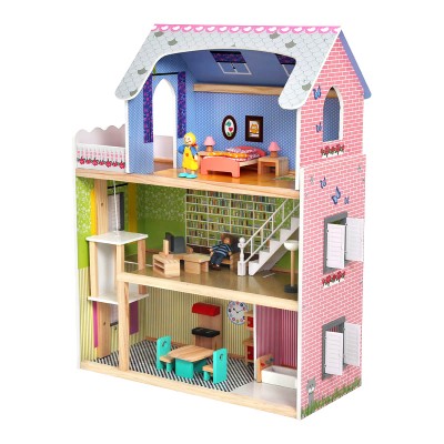 New style wooden toys girl pink doll house wooden pink doll house wooden pink dollhouse toys for kids