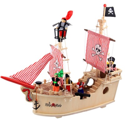 Simulation 3D Stereoscopic Caribbean Wooden Ship Pearl Ship Model Children's Puzzle Assembly Toy Boy