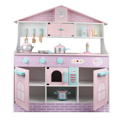 Top Quality New Design Large Wooden Cooking Pretend Kids Kitchen Play Set