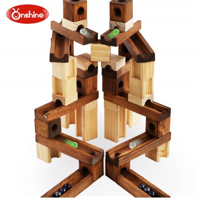 2016 new design 45pcs WOOD MARBLES BUILDING BLOCK