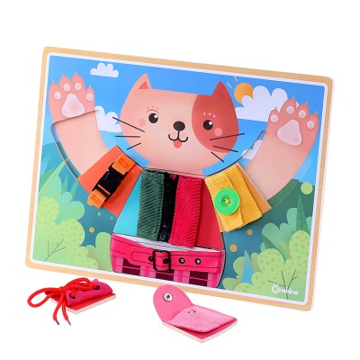 Children Educational Bear Clothes Early Education Hand Clothes Matching Custom Wooden Jigsaw Puzzle