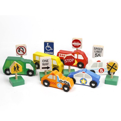 Best Sale Funny Wood Small Car Kids Toy Wooden Highway City Car Kids Toys