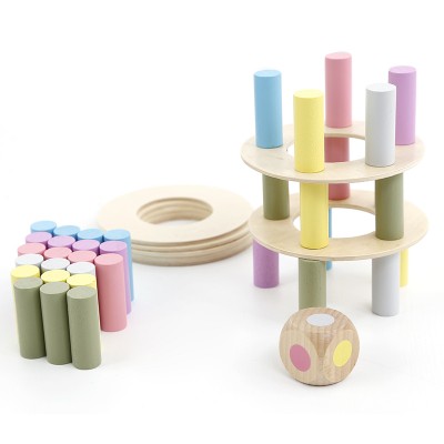 Good Quality Wooden Toys for Children Balance Game Toy Tower Colour Stack Height Kids Building Block Toys