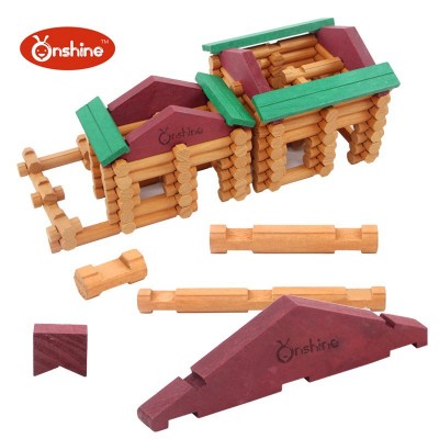 children toys new 2016 style 170pcs Farm And Shop Log Set Prefabricated Wooden Building Blocks House