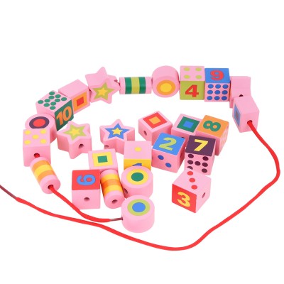 Hot sale children toys new 2019 style Lacing Beads Block Wooden Toys