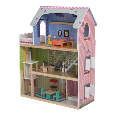 New shape hot selling girl pink doll house  wooden toys pink doll house wooden pink dollhouse toys for kids