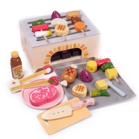 kids pretend play set barbecue cooking toys Wooden barbecue toys