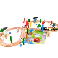 2020 new electric train toy 80pcs wooden train track toy DIY assembled Thomas train 3-8 years old children's toys