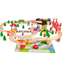 2020 wooden toys Wooden train toy wholesale 100 pieces of large track toy set christmas wooden train, thomas train toy