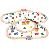 New style hot sale wooden train track set 100pcs Solid wood vehicle train track set for kids