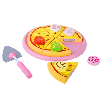 Pretend Kitchen Food Toy Safety Wooden Pizza Toy Cutting Board toy Children Role Playing Game