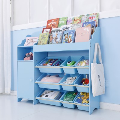 2020 new style Wooden toy container box storage kids bookshelf Multi-layer lockers Household toy storage rack