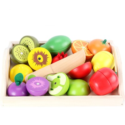 pretend play tableware magnetic vegetable fruit cutting wooden toys