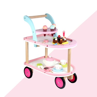 Parent-child Interaction toy wooden toys Ice cream push car toys Ice cream vending cart Dessert Party Game Toy Set For Kids